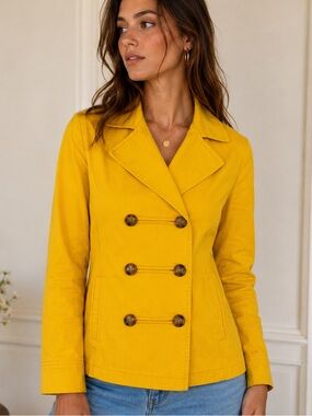 NWT Y2K Revival Yellow Old Navy Summer Cotton Peacoat Dopamine Dressing Jacket